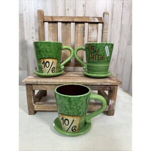 Disney Parks Set Of 3 Alice In Wonderland Mad Hatter Hat Mugs - Defects